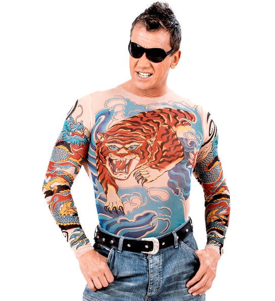 e-carnavalskleding-SYK Tattoo shirt tijger en draak