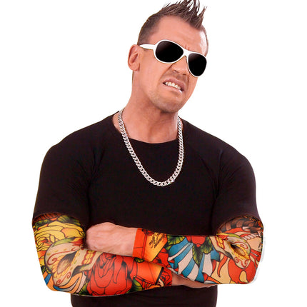 e-carnavalskleding-SYK Tattoo sleeves schedels en rozen