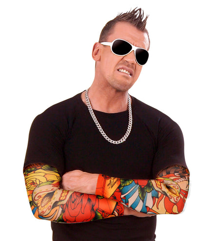 e-carnavalskleding-SYK Tattoo sleeves schedels en rozen