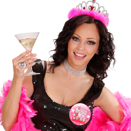 e-carnavalskleding-SYK Tiara prinses roze met hartje en roze marabou