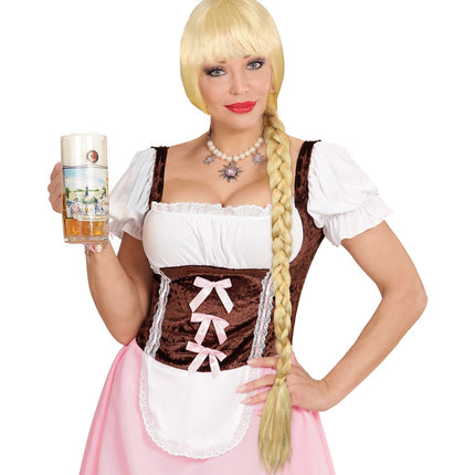 e-carnavalskleding-SYK Tiroler pruik met lange vlecht blond