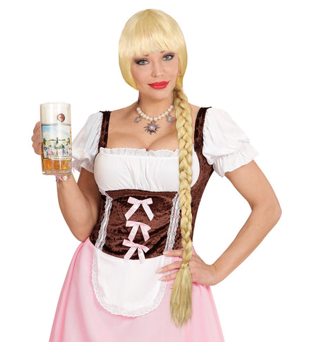e-carnavalskleding-SYK Tiroler pruik met lange vlecht blond