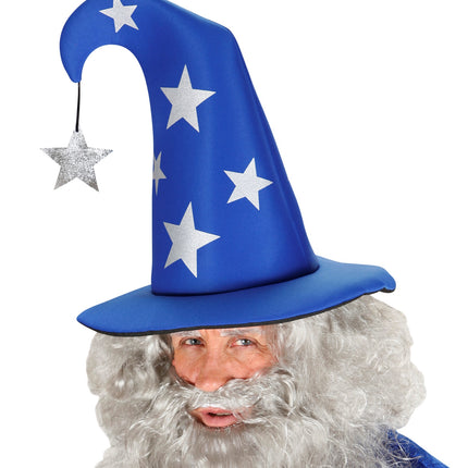 e-carnavalskleding-SYK Tovenaarshoed blauw met sterren