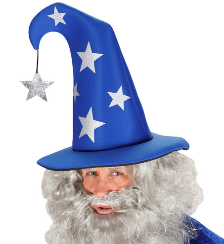 e-carnavalskleding-SYK Tovenaarshoed blauw met sterren