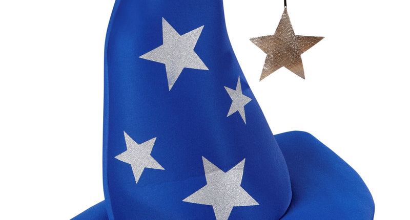e-carnavalskleding-SYK Tovenaarshoed blauw met sterren