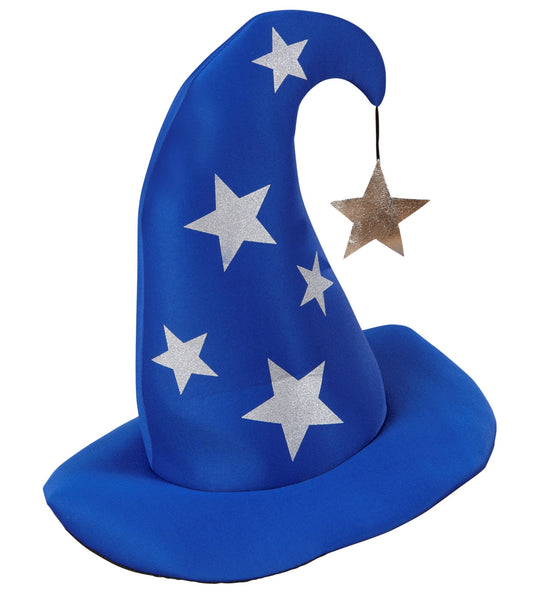 e-carnavalskleding-SYK Tovenaarshoed blauw met sterren
