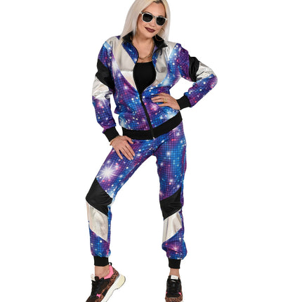 e-carnavalskleding-SYK Trainingspak disco blauw jaren 80