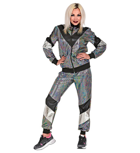 e-carnavalskleding-SYK Trainingspak disco jaren 80 zilver reflecterend