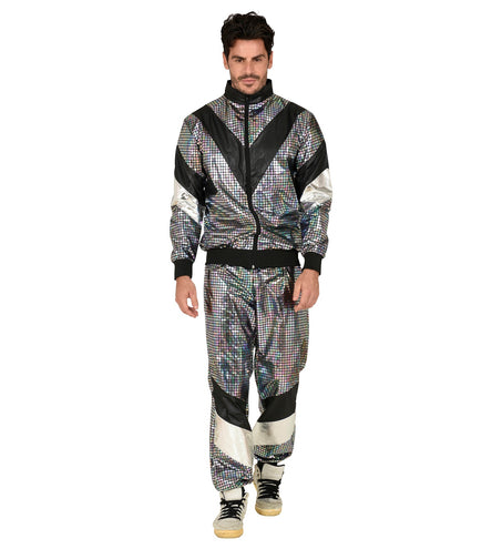 e-carnavalskleding-SYK Trainingspak disco jaren 80 zilver reflecterend