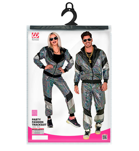 e-carnavalskleding-SYK Trainingspak disco jaren 80 zilver reflecterend