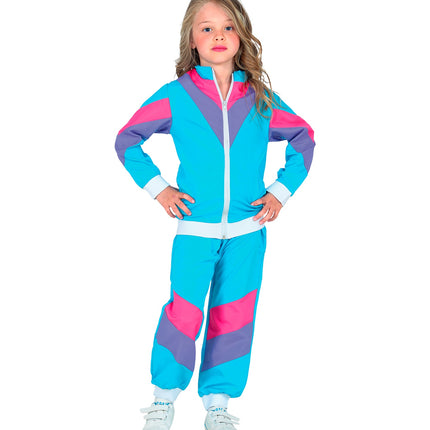 e-carnavalskleding-SYK Trainingspak jaren 80 blauw kinderen