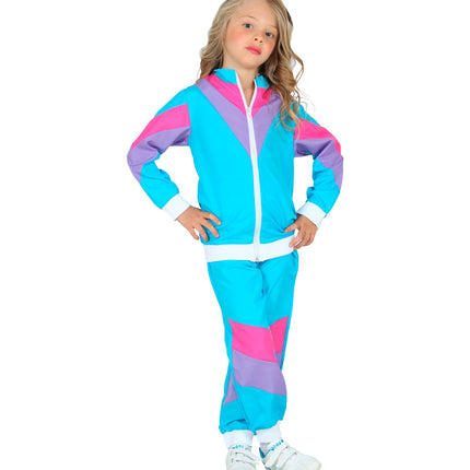 e-carnavalskleding-SYK Trainingspak jaren 80 blauw kinderen