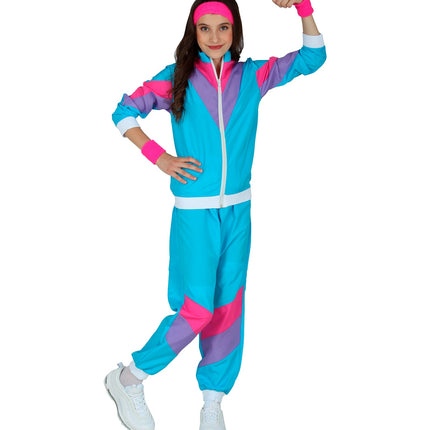 e-carnavalskleding-SYK Trainingspak jaren 80 blauw kinderen