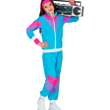 e-carnavalskleding-SYK Trainingspak jaren 80 blauw kinderen