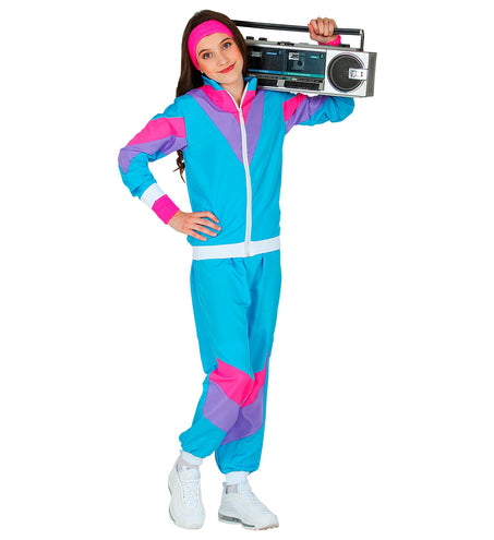 e-carnavalskleding-SYK Trainingspak jaren 80 blauw kinderen