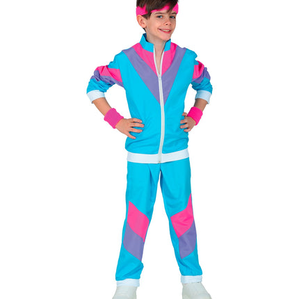 e-carnavalskleding-SYK Trainingspak jaren 80 blauw kinderen