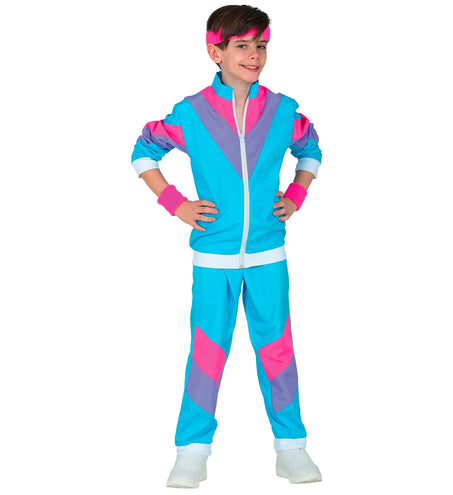 e-carnavalskleding-SYK Trainingspak jaren 80 blauw kinderen