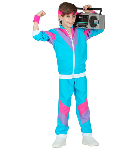 e-carnavalskleding-SYK Trainingspak jaren 80 blauw kinderen
