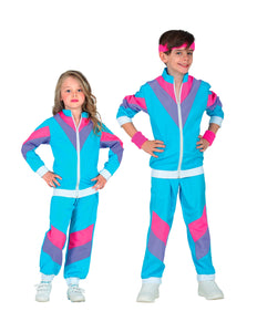 e-carnavalskleding-SYK Trainingspak jaren 80 blauw kinderen