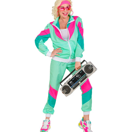 e-carnavalskleding-SYK Trainingspak jaren 80 groen