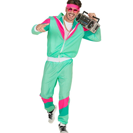 e-carnavalskleding-SYK Trainingspak jaren 80 groen