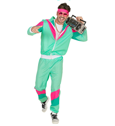 e-carnavalskleding-SYK Trainingspak jaren 80 groen