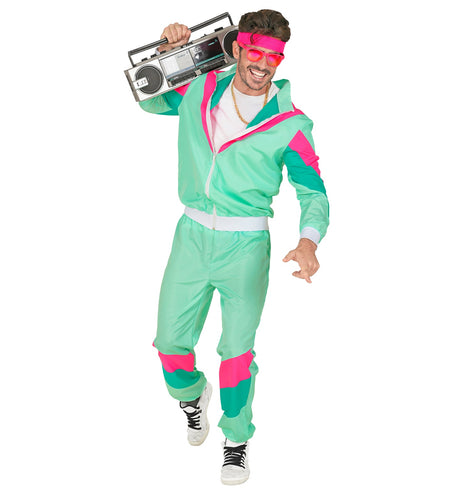 e-carnavalskleding-SYK Trainingspak jaren 80 groen