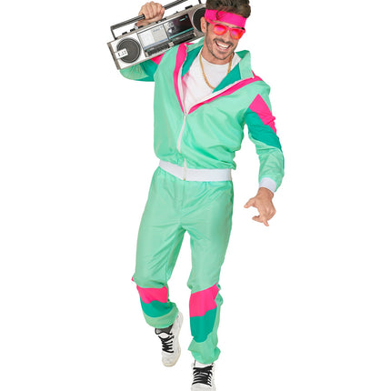 e-carnavalskleding-SYK Trainingspak jaren 80 groen