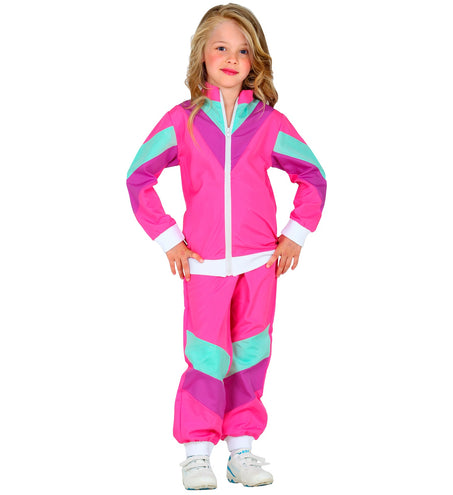 e-carnavalskleding-SYK Trainingspak jaren 80 roze kinderen
