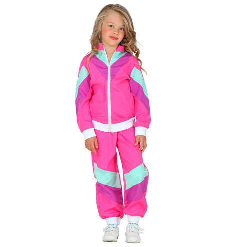 e-carnavalskleding-SYK Trainingspak jaren 80 roze kinderen