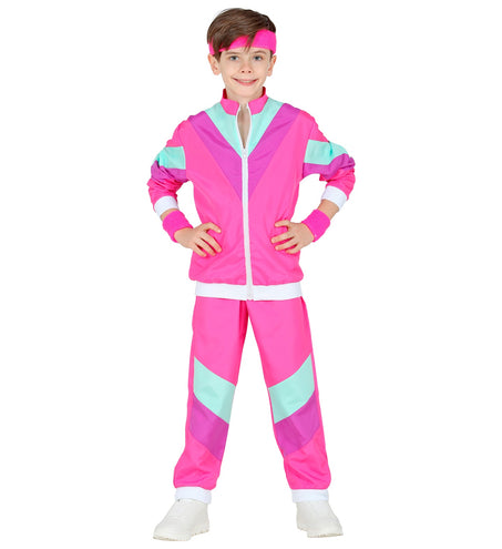 e-carnavalskleding-SYK Trainingspak jaren 80 roze kinderen