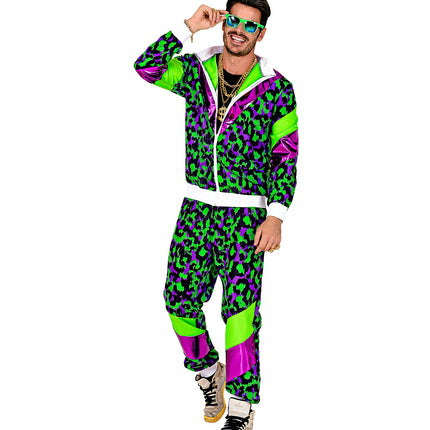 e-carnavalskleding-SYK Trainingspak neon panter print retro