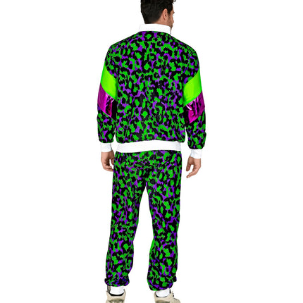 e-carnavalskleding-SYK Trainingspak neon panter print retro