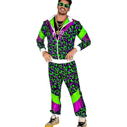e-carnavalskleding-SYK Trainingspak neon panter print retro