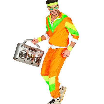 e-carnavalskleding-SYK Trainingspak oranje jaren 80