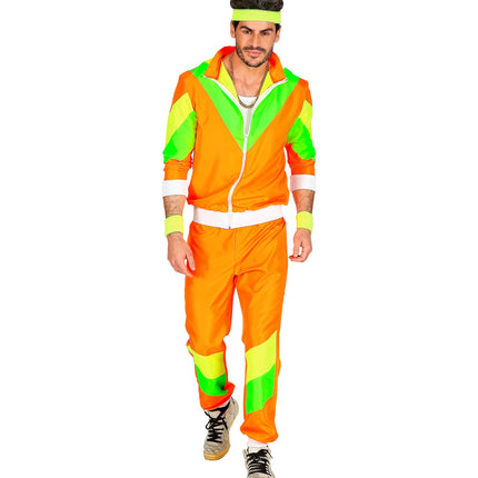 e-carnavalskleding-SYK Trainingspak oranje jaren 80