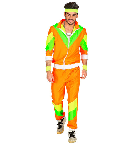 e-carnavalskleding-SYK Trainingspak oranje jaren 80