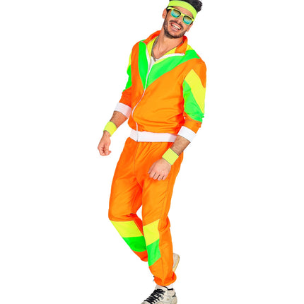 e-carnavalskleding-SYK Trainingspak oranje jaren 80