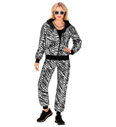 e-carnavalskleding-SYK Trainingspak party zebra Martin zilver