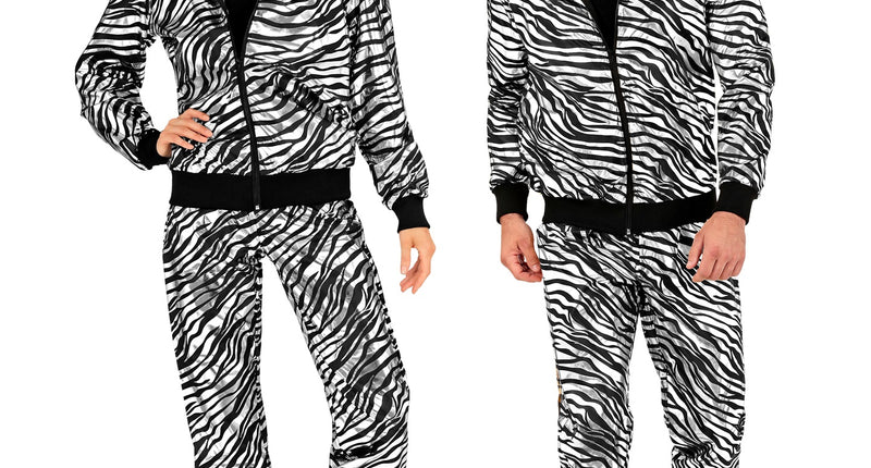 e-carnavalskleding-SYK Trainingspak party zebra Martin zilver