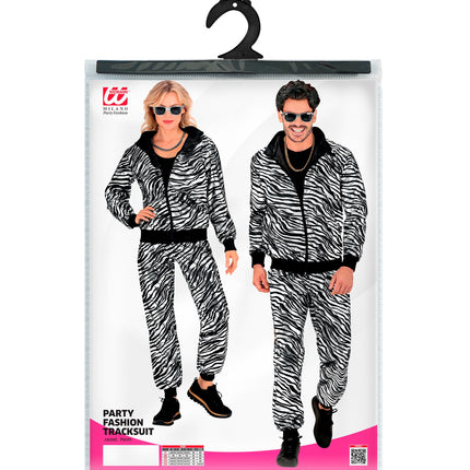 e-carnavalskleding-SYK Trainingspak party zebra Martin zilver