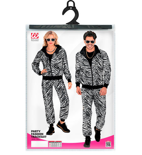 e-carnavalskleding-SYK Trainingspak party zebra Martin zilver
