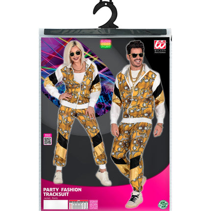 e-carnavalskleding-SYK Trainingspak schedels goud