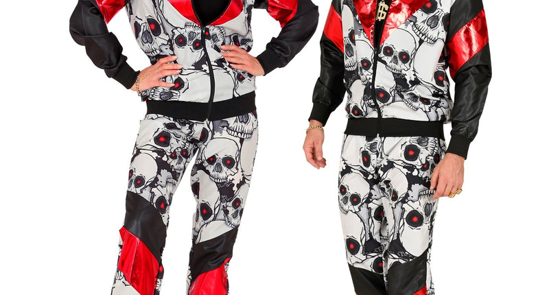 e-carnavalskleding-SYK Trainingspak schedels zwart rood