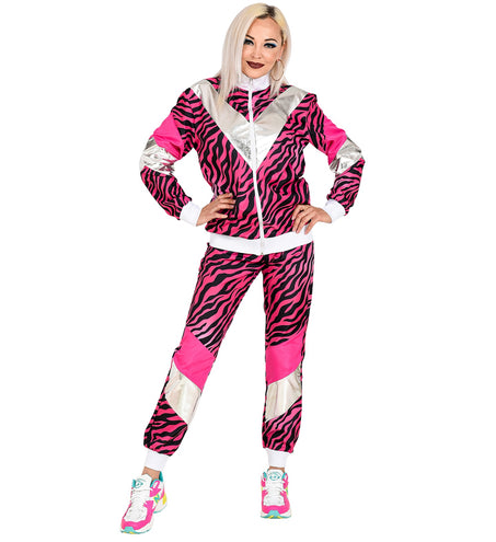 e-carnavalskleding-SYK Trainingspak tijger neon roze jaren 80