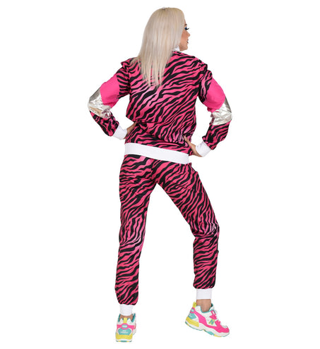 e-carnavalskleding-SYK Trainingspak tijger neon roze jaren 80