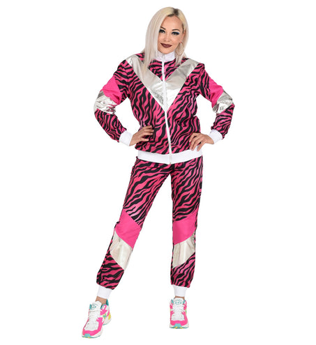 e-carnavalskleding-SYK Trainingspak tijger neon roze jaren 80