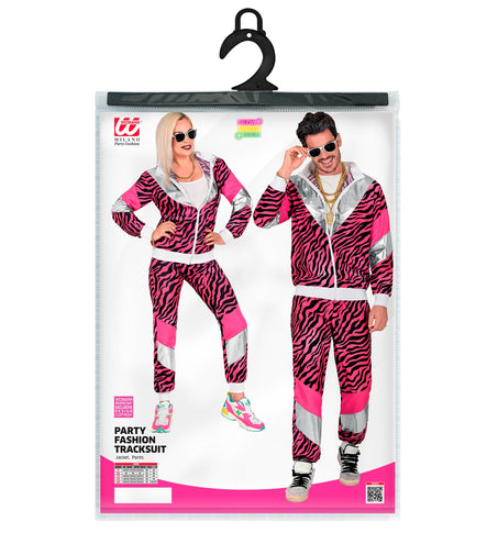 e-carnavalskleding-SYK Trainingspak tijger neon roze jaren 80
