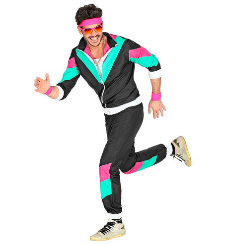 e-carnavalskleding-SYK Trainingspak zwart jaren 80
