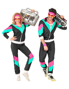 e-carnavalskleding-SYK Trainingspak zwart jaren 80
